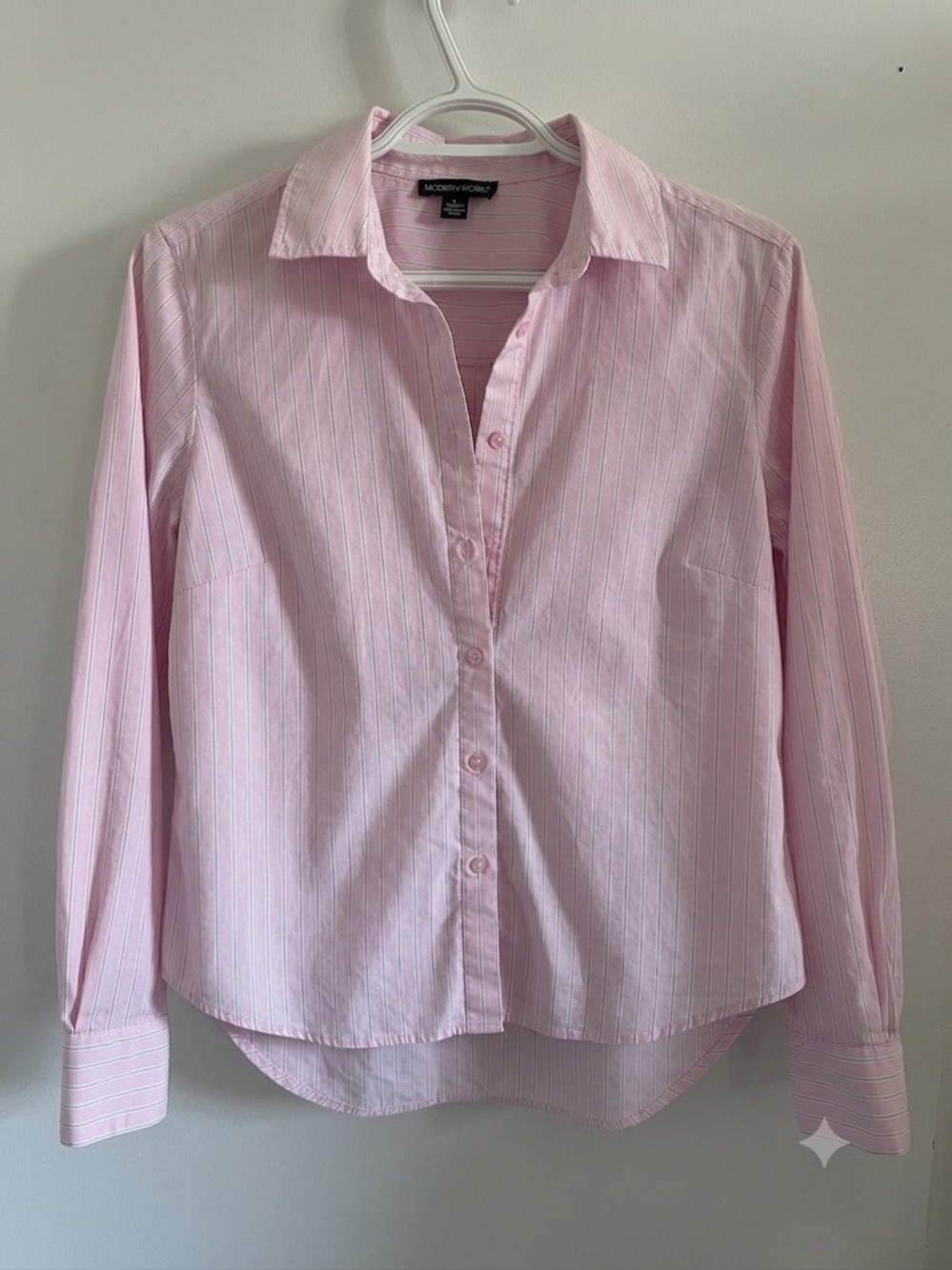 Light Pink Striped Button-Down Blouse